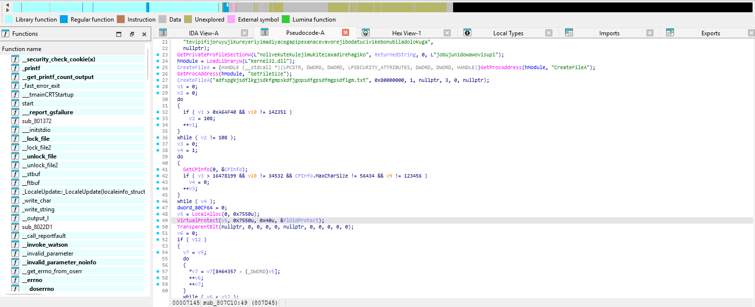 Pseudocode continuing: VirtualProtect and TransparentBlt